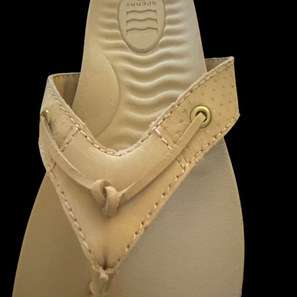 Sperry Waveside PLUSHWAVE Leather Flip Flops Blush Pink Preppy Beach Size 7 - Picture 9 of 9